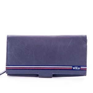 Wholesale Blue Olong Leather Flip Wallet