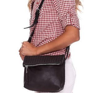 Wholesale Black Foldable Messenger Bag - Braided Bag