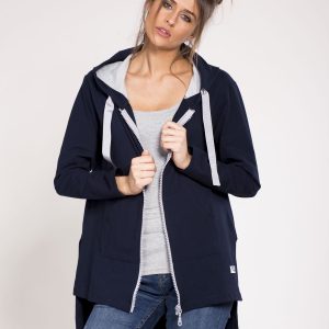 Wholesale Sweatshirt asymmetrical hoodie navy blue