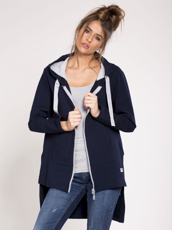 Wholesale Sweatshirt asymmetrical hoodie navy blue