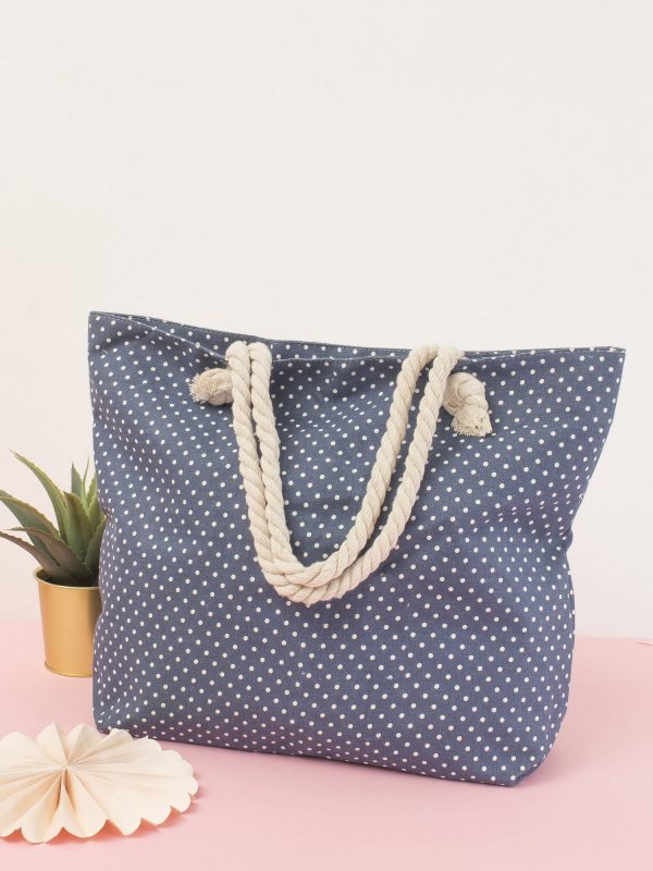 Wholesale Navy blue large polka dot bag