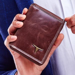 Wholesale Brown wallet for men with zipper