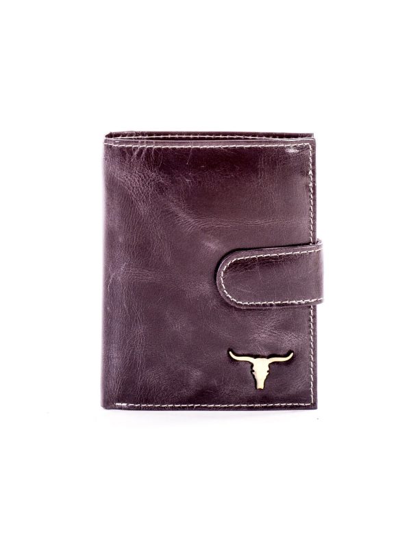 Wholesale Black leather wallet with shading and snap closure