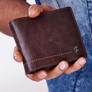 Wholesale Men's wallet brown genuine leather with stitching