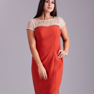 Wholesale Copper dress with openwork neckline