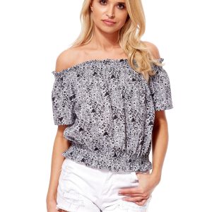 Wholesale Light grey spanish blouse with small floral pattern