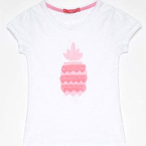 Wholesale White t-shirt for girl with pink pineapple