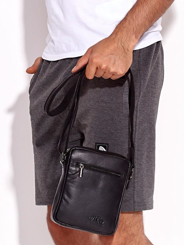 Wholesale Black leather men's bag with pockets