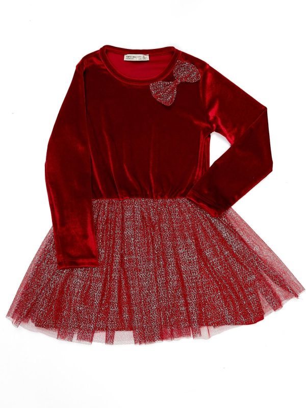 Wholesale Red velvet dress for girl