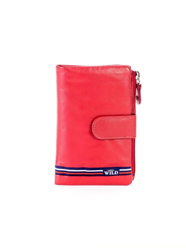 Wholesale Red Soft Genuine Leather Wallet With Zipper Pocket