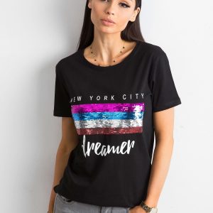 Wholesale T-shirt with sequins black