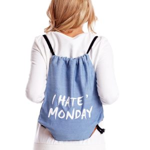 Wholesale Blue denim bag with inscription