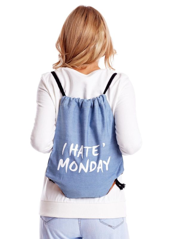 Wholesale Blue denim bag with inscription