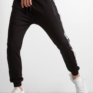 Wholesale Men's black tracksuits with stripes