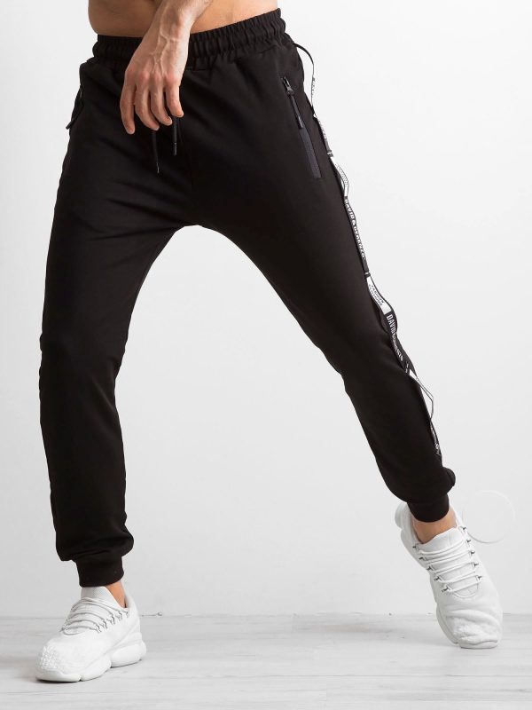 Wholesale Men's black tracksuits with stripes