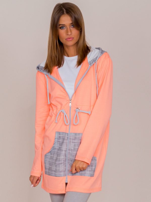 Wholesale Peach sweatshirt with hoodie and welts