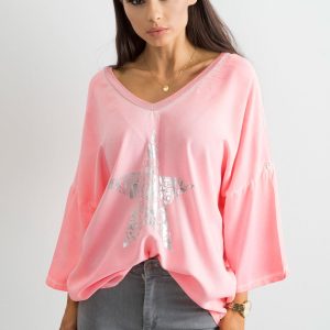 Wholesale Peach Loose Print Blouse