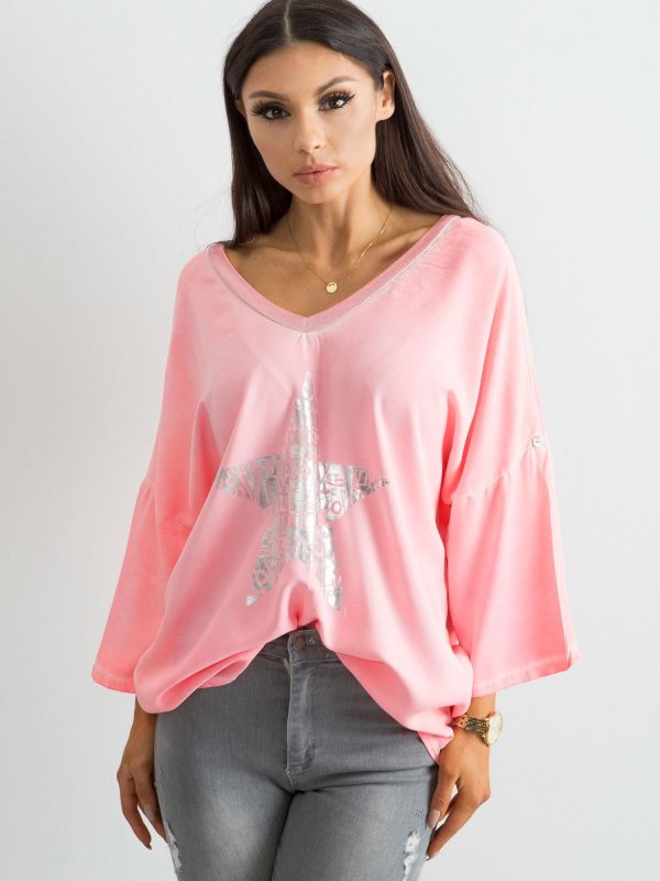 Wholesale Peach Loose Print Blouse