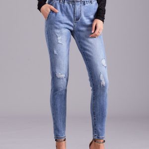 Wholesale Blue jeans with high waist and belt