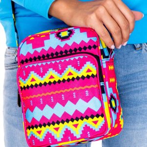 Wholesale Pink Material Messenger Bag In Aztec Patterns