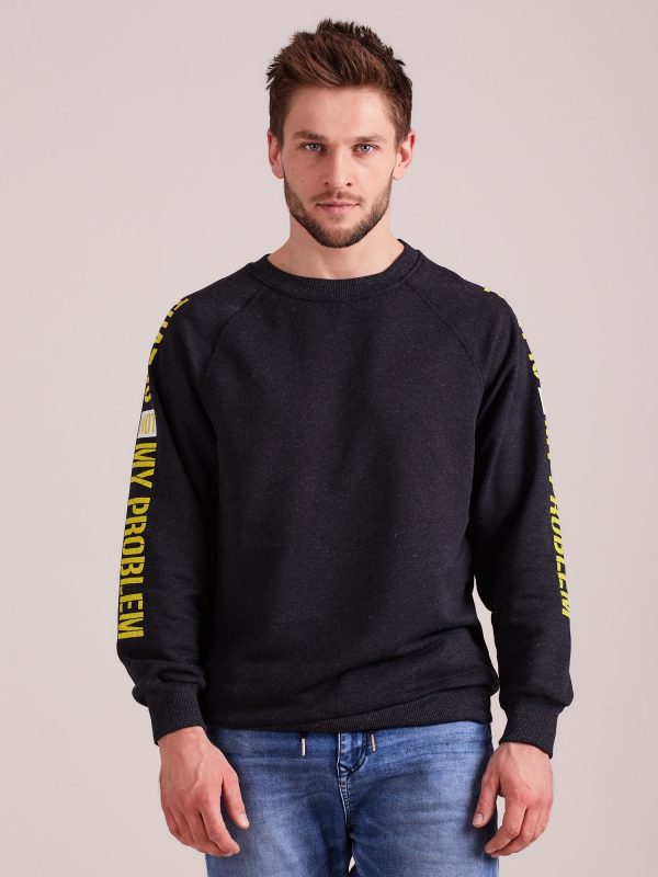 Wholesale Graphite sweatshirt for men with inscription on the sleeves