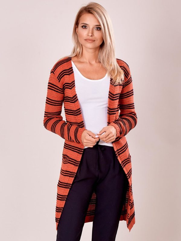 Wholesale Dark pink open stripe sweater