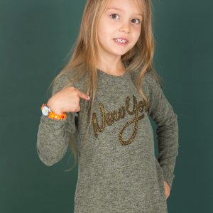 Wholesale Khaki blouse for girl with inscription