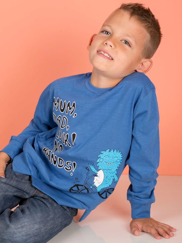 Wholesale Blue blouse for boy with comic print