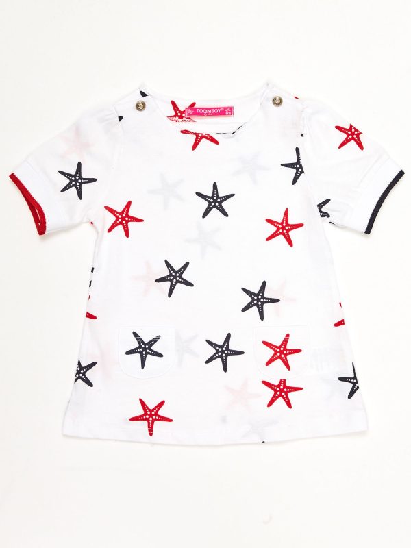 Wholesale White girl tunic with stars