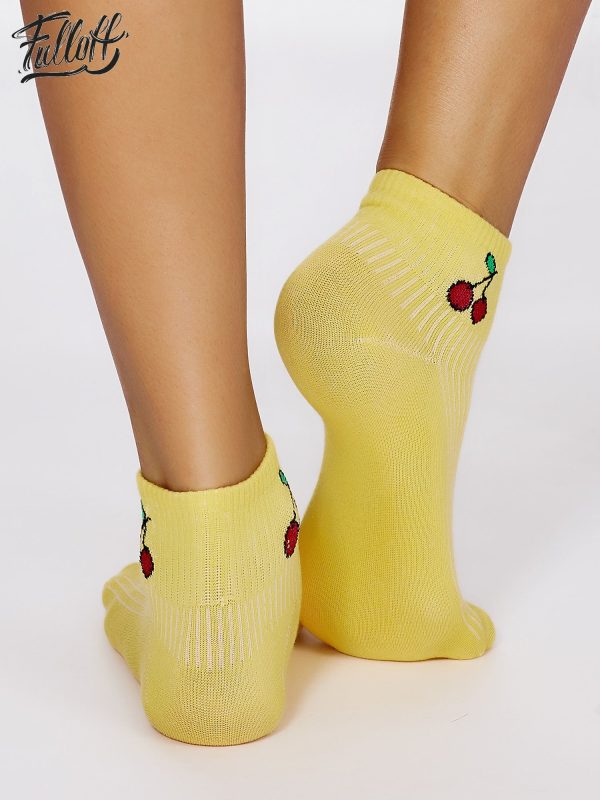 Wholesale FULLOFF Yellow socks with cherry