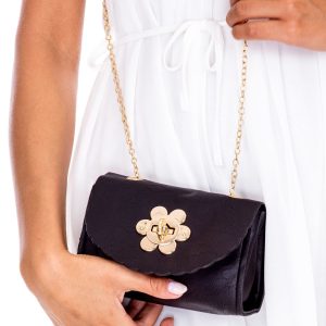 Wholesale Black handbag with decorative clasp