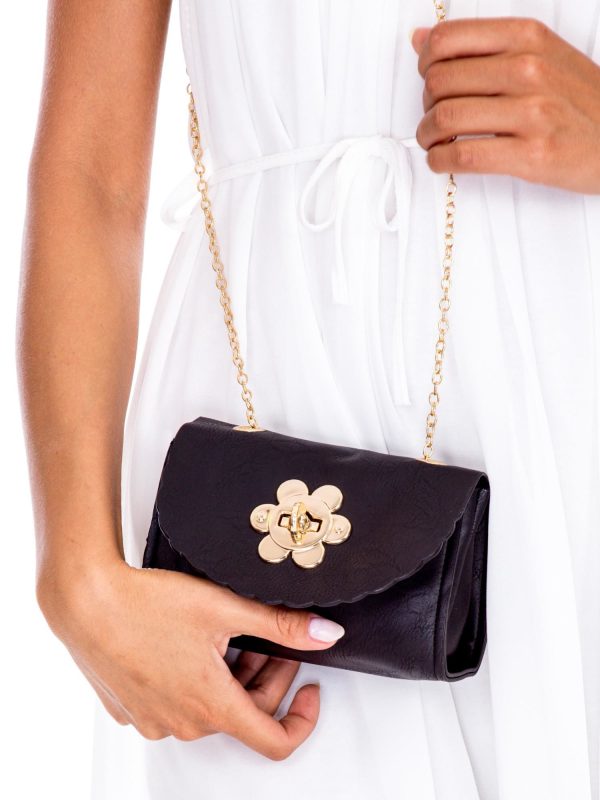 Wholesale Black handbag with decorative clasp