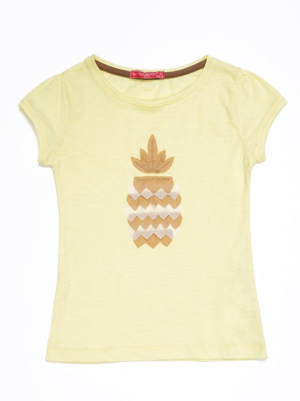 Wholesale Yellow t-shirt for girl with pineapple