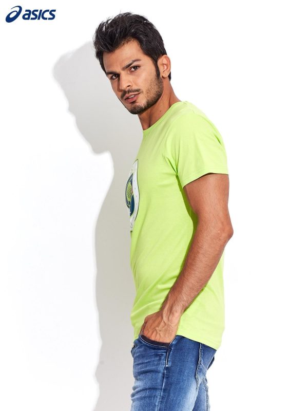 Wholesale ASICS Lime Men's Sports T-Shirt with Round Print