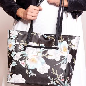 Wholesale Black floral shopper bag