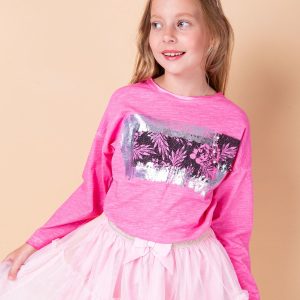 Wholesale Pink blouse for girl with print and applique