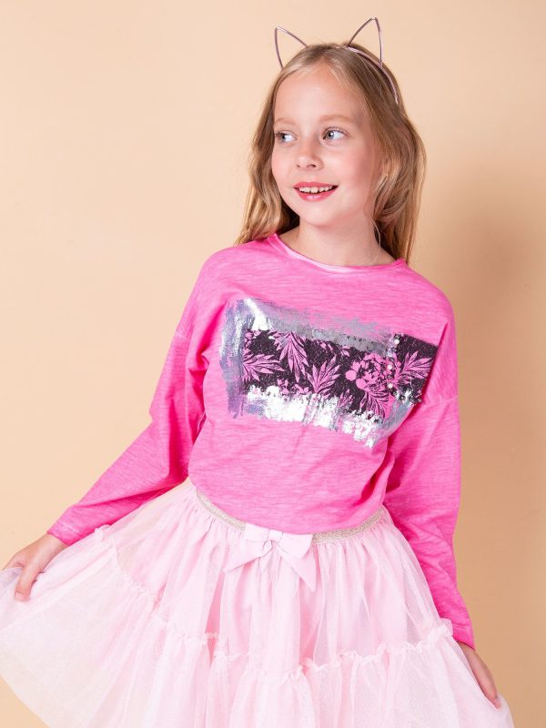 Wholesale Pink blouse for girl with print and applique