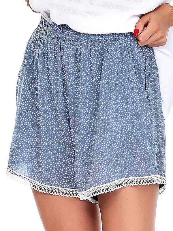 Wholesale Blue shorts in fine geometric patterns