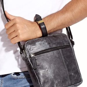 Wholesale Dark gray men's bag with abrasions