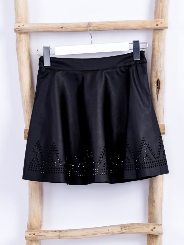 Wholesale Skirt for girl black made of eco-leather