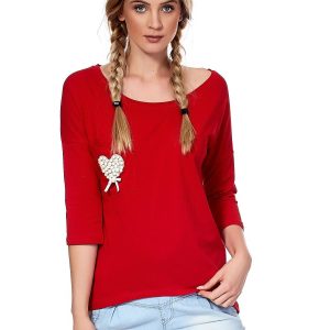 Wholesale Red blouse with a heart of beads