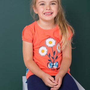 Wholesale Orange blouse for a girl with flowers