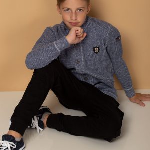 Wholesale Dark blue sweater for boy with pockets