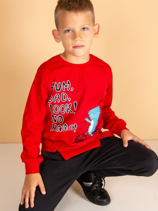 Wholesale Red blouse for boy with comic print