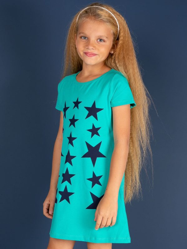 Wholesale Green dress for girl with stars