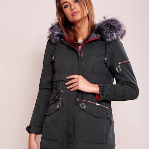 Wholesale Khaki padded women's parka with hood