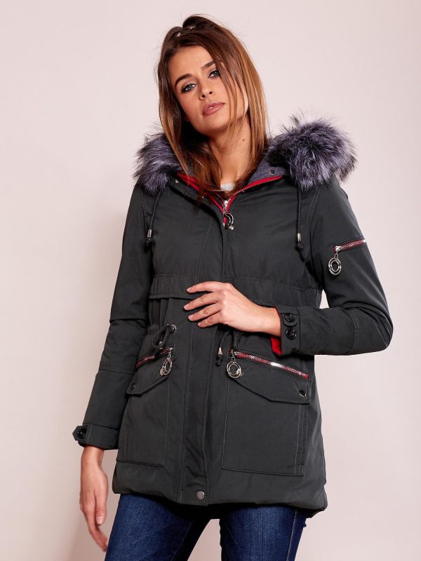 Wholesale Khaki padded women's parka with hood