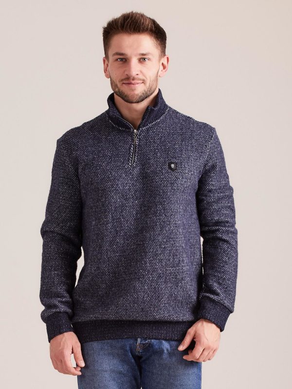 Wholesale Navy Blue Men's Knitted Sweatshirt