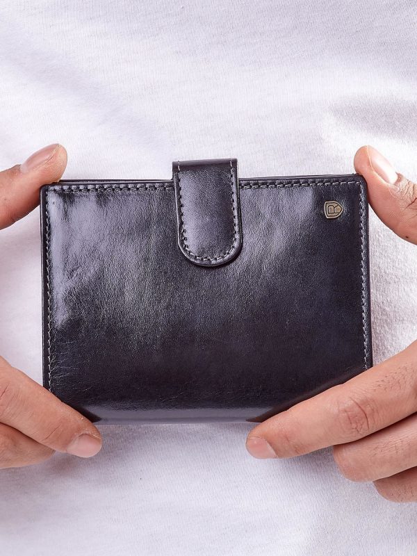 Wholesale Black Leather Wallet with Elegant Hem