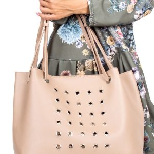 Wholesale Beige leatherette openwork bag